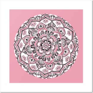 Magical Mandala in Monochrome + Pink Posters and Art